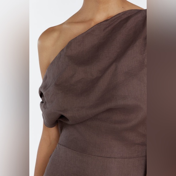Dissh Cass Linen midi dress in chocolate - US 10 - Picture 3 of 7